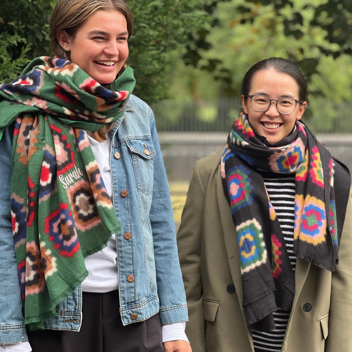 Embroidered Retro Floral Winter Scarf