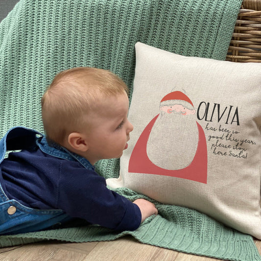 Santa Stop Here Personalised Cushion