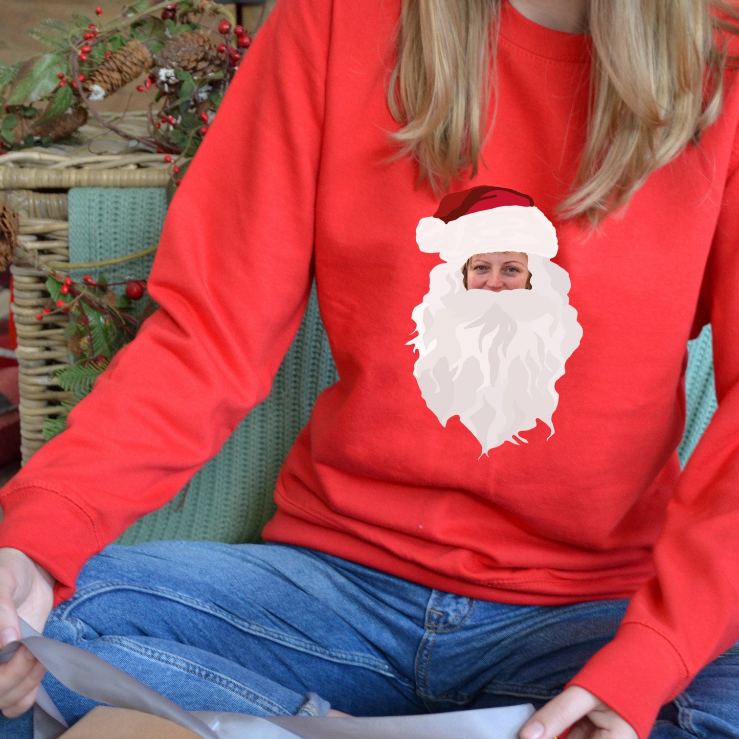 Santa Face Christmas Photo Jumper