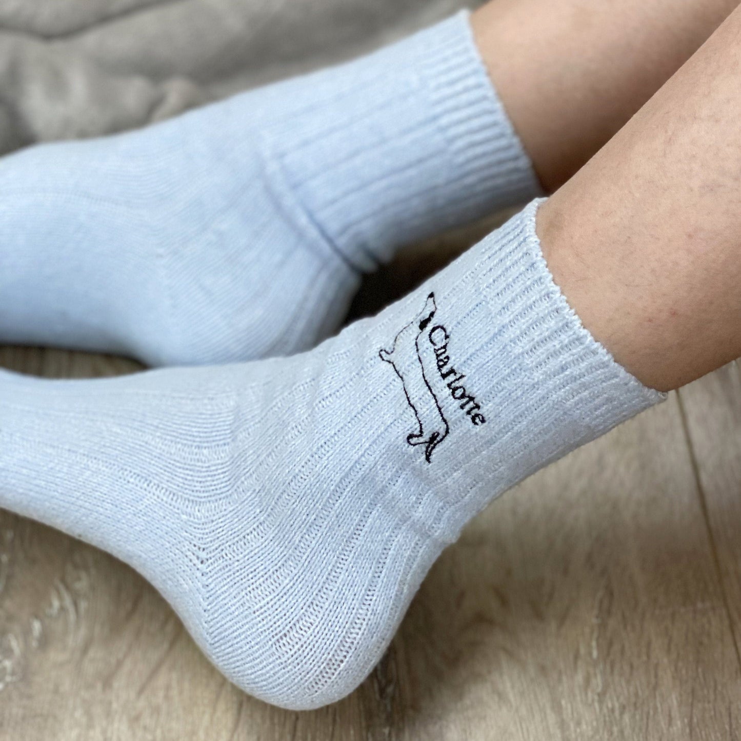 Embroidered Sausage Dog Personalised Socks