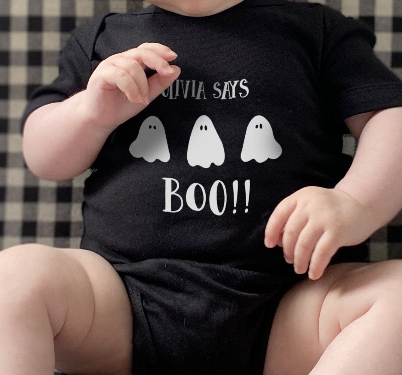 Says Boo Babygrow Personalised Halloween Babygrow