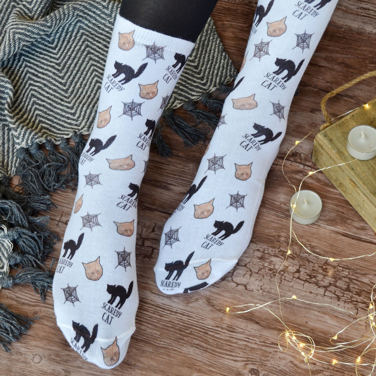 Scaredy Cat Personalised Photo Socks