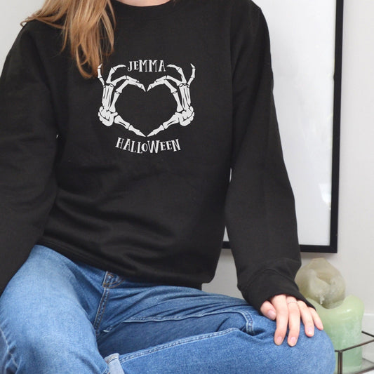 Skeleton Heart Personalised Halloween Jumper