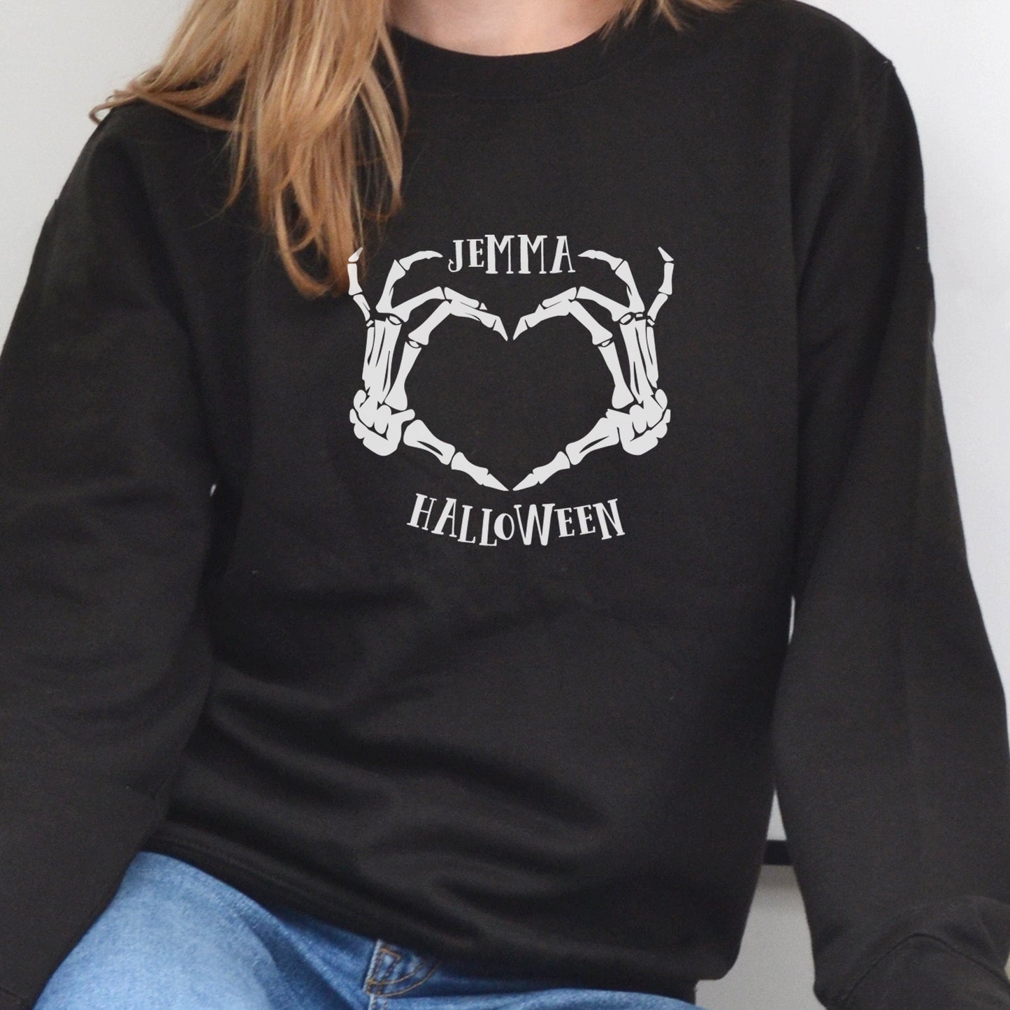 Skeleton Heart Personalised Halloween Jumper