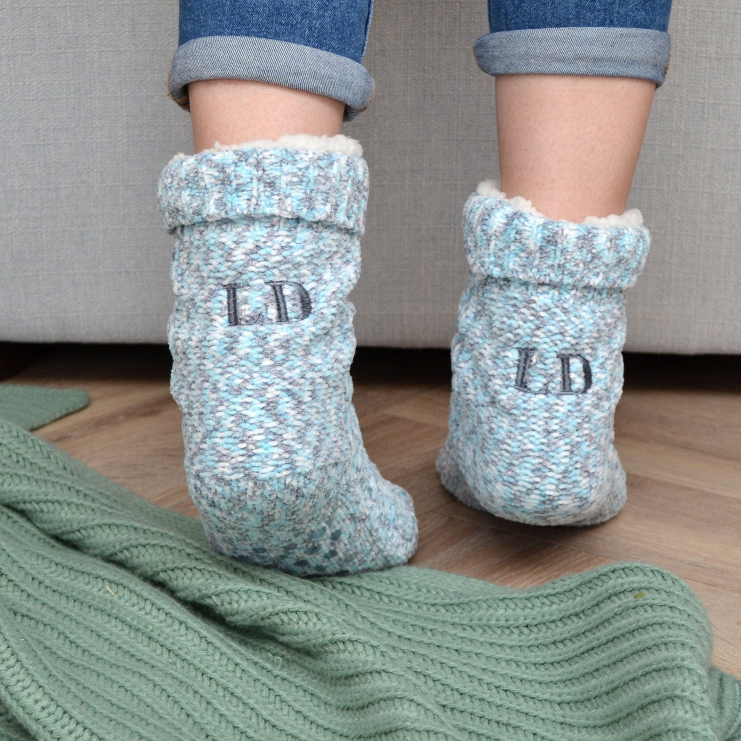 Embroidered Speckled Personalised Slipper Boots