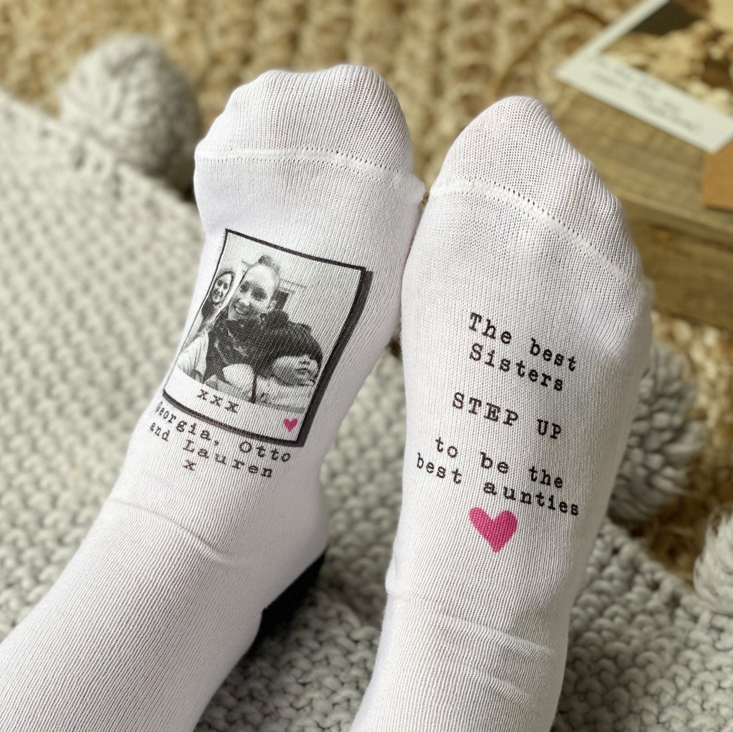 Best Sister Best Auntie Photo Socks