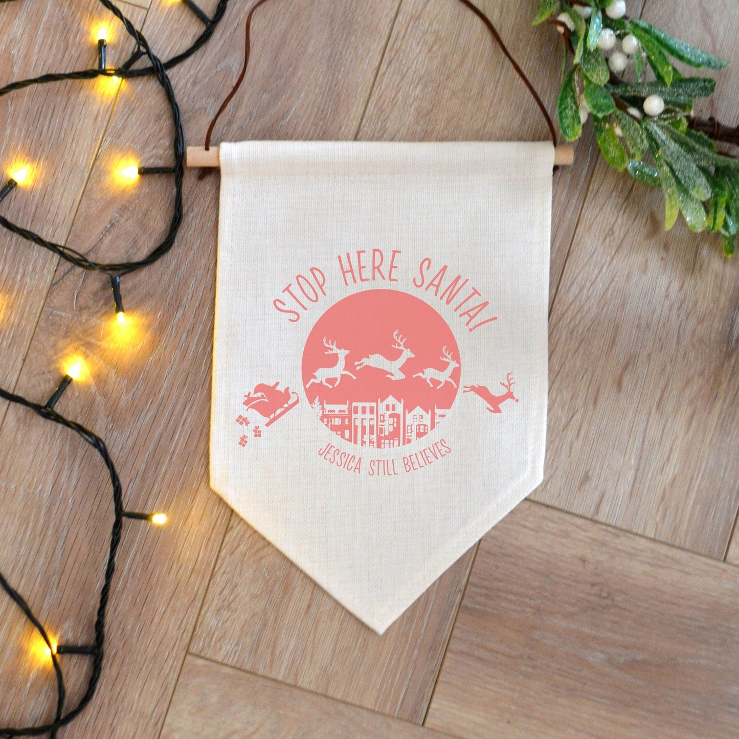Stop Here Christmas Santa Banner