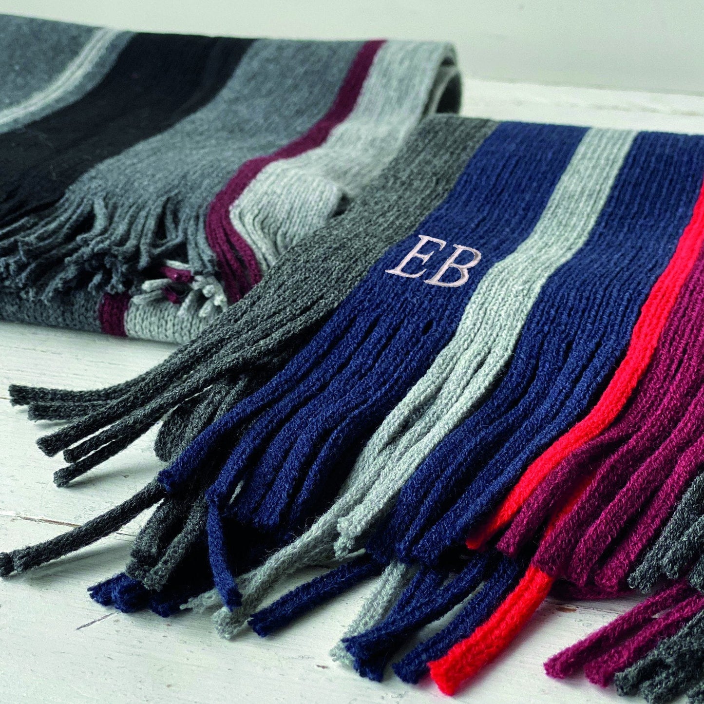Men's Stripe Monogram Scarf