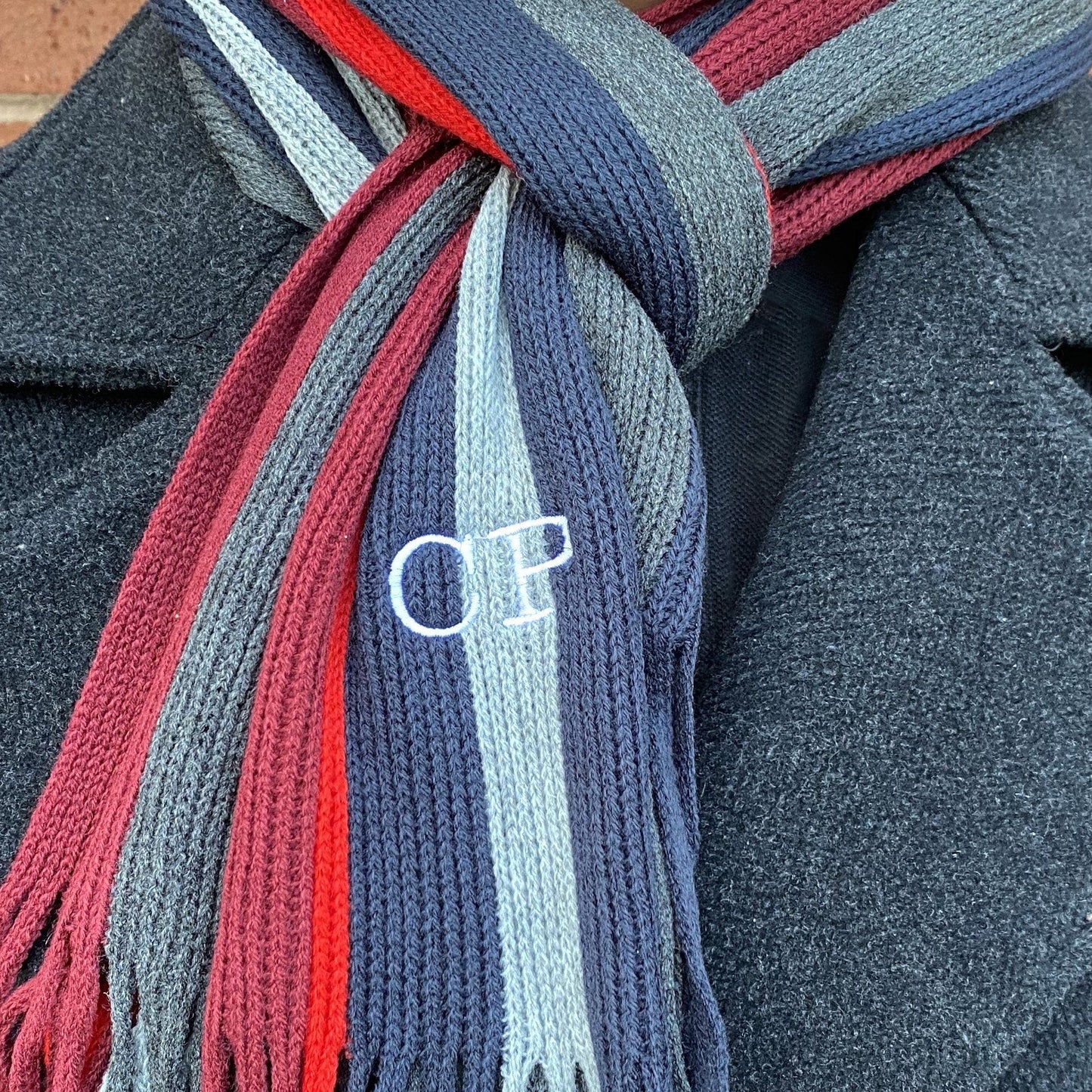 Men's Stripe Monogram Scarf