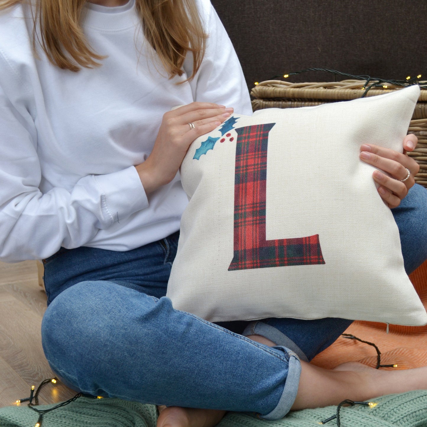 Personalised Tartan Initial Cushion