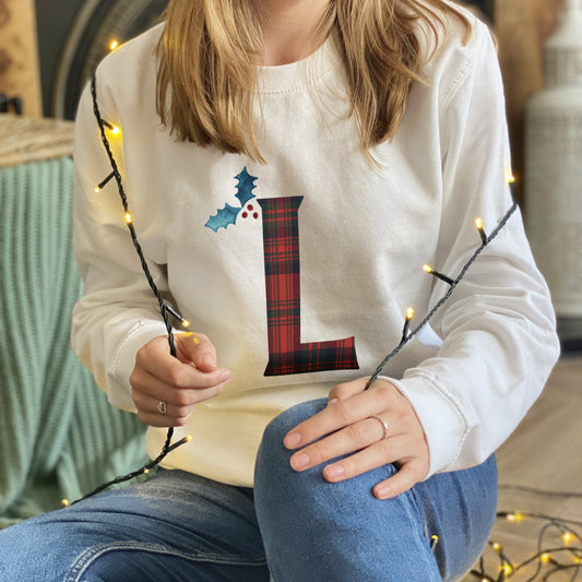 Personalised Christmas Tartan Letter Jumper