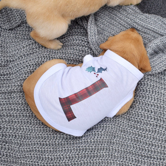 Personalised Christmas Tartan Letter Dog T-Shirt