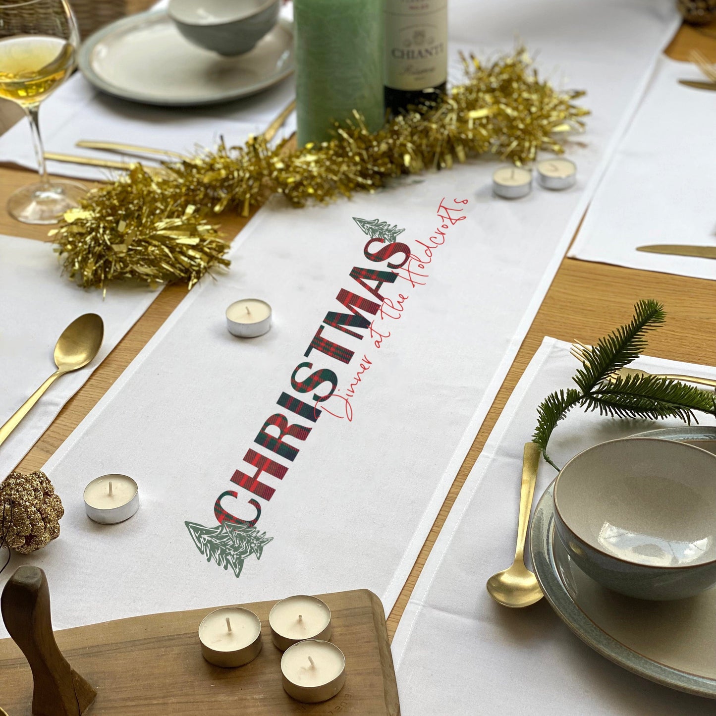 Personalised Tartan Christmas Table Runner