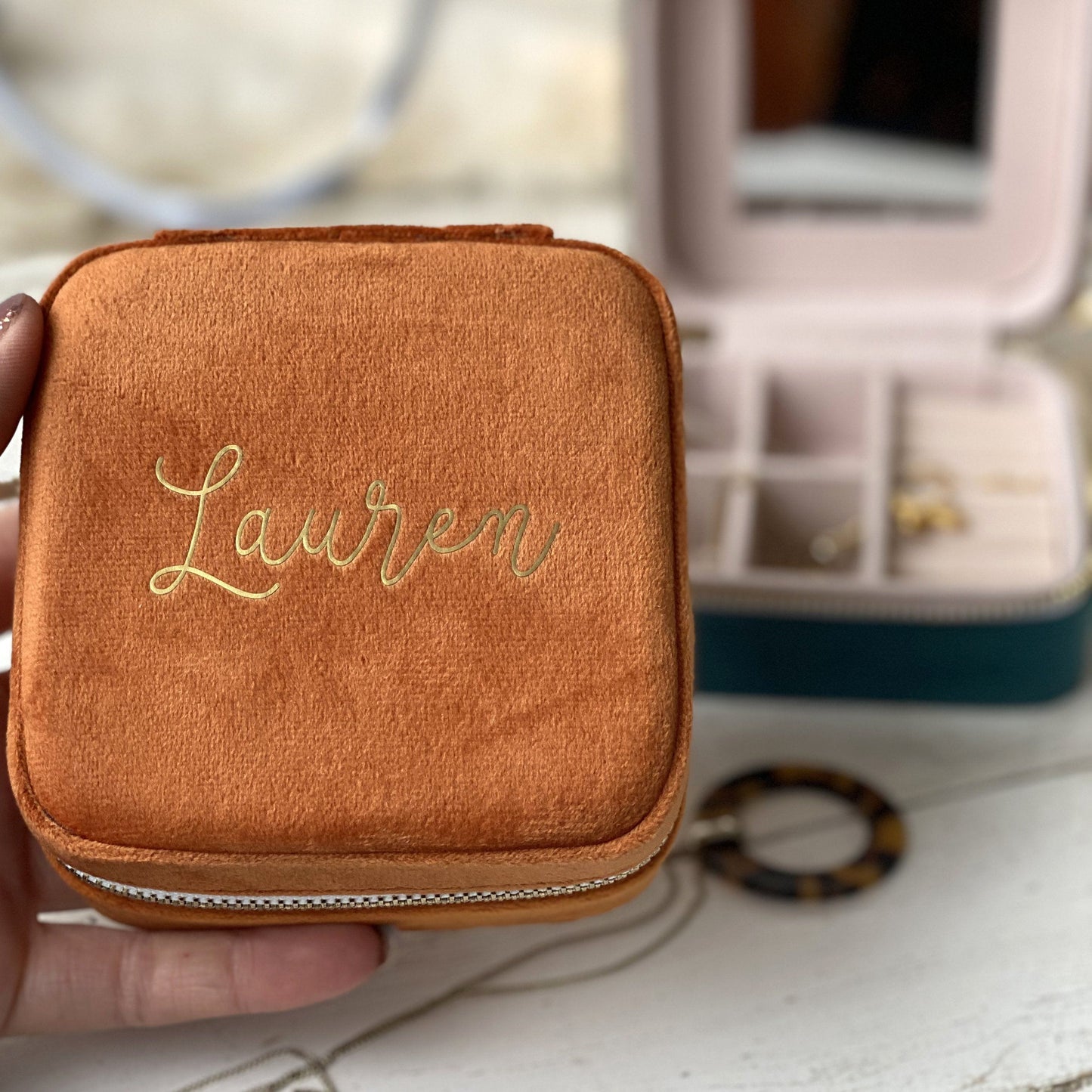 Personalised Velvet Travel Jewellery Case