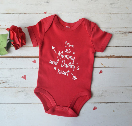 Personalised Valentine's Heart Baby Grow