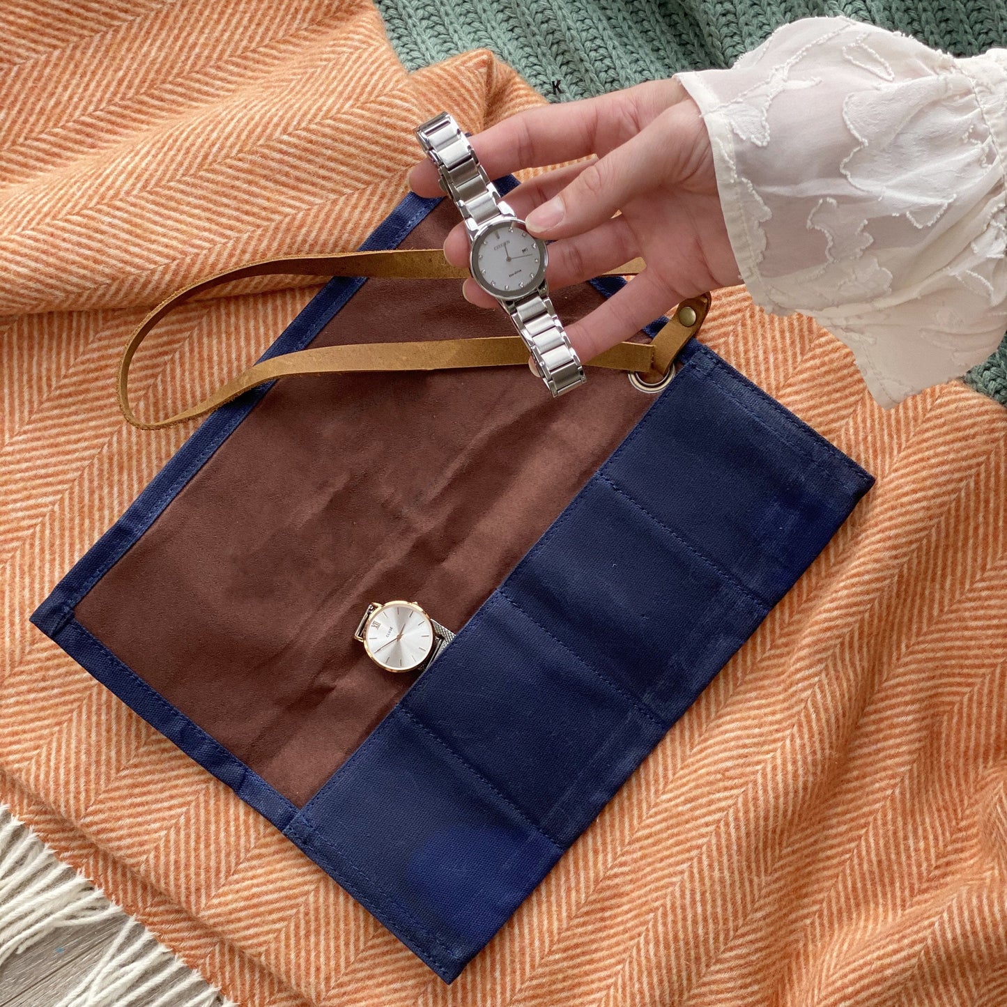Monogram Waxed Canvas Watch Roll