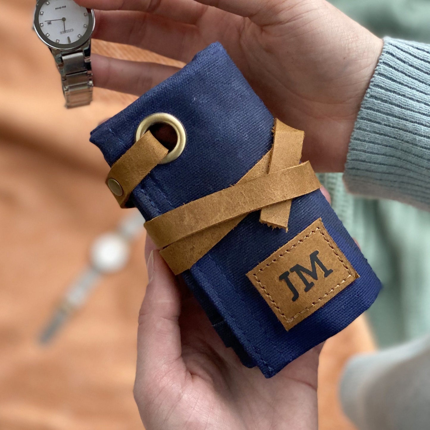 Monogram Waxed Canvas Watch Roll