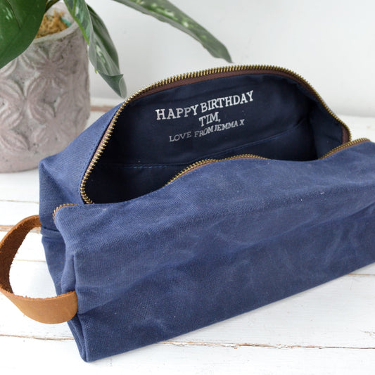 Hidden Message Waxed Canvas Wash Bag