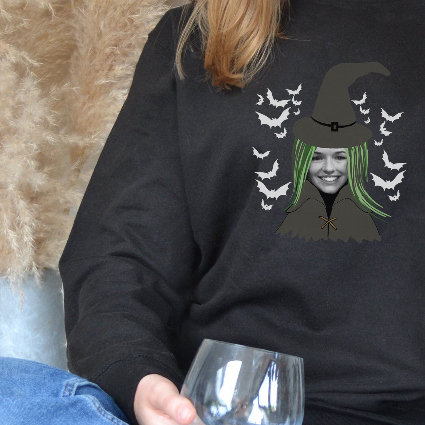 Personalised Witch Face Photo Halloween Jumper