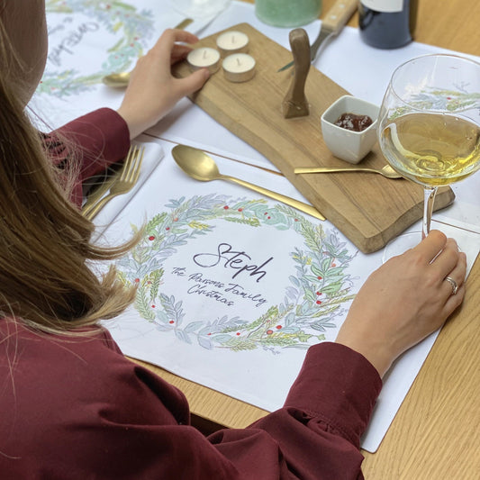 Personalised Wreath Family Christmas Placemat