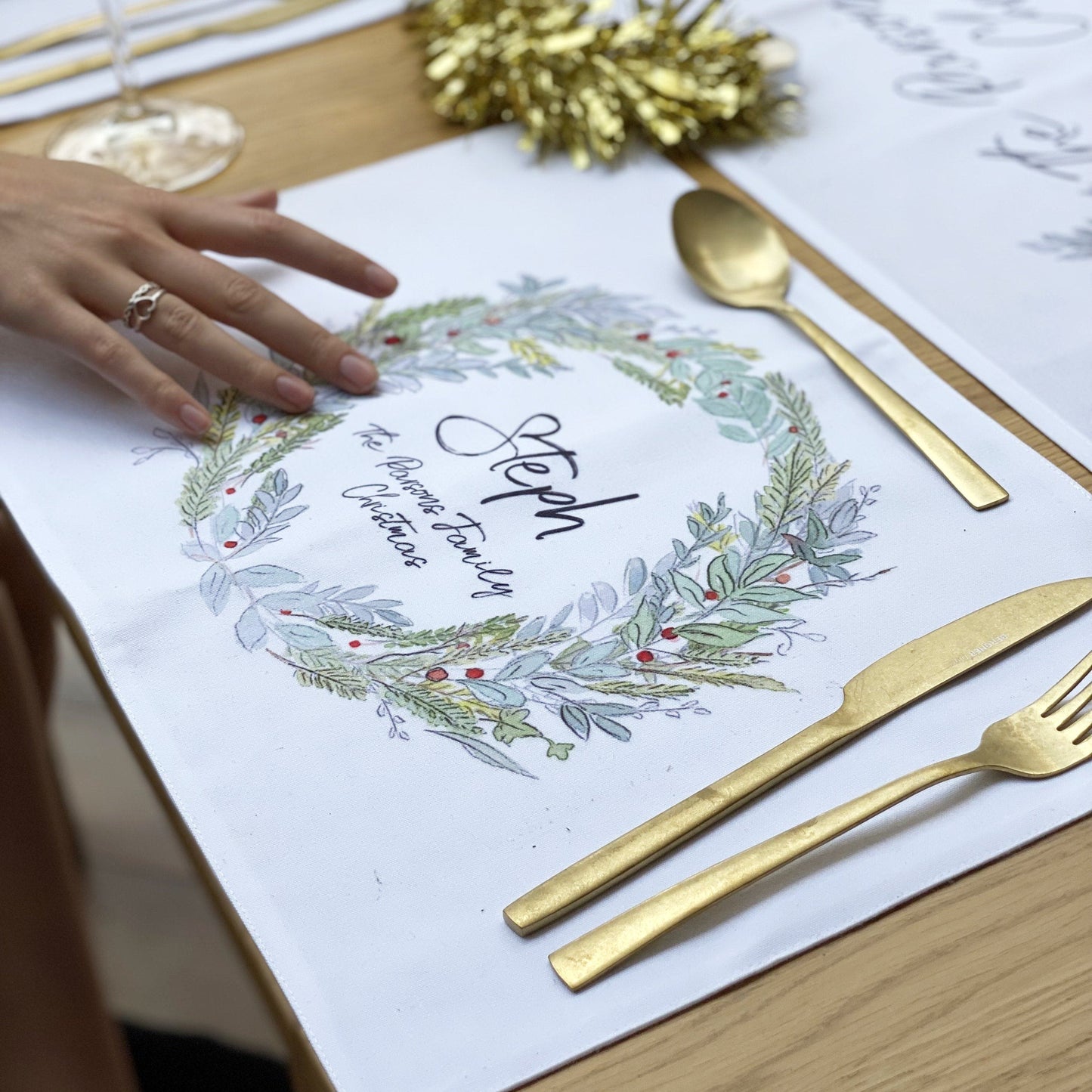Personalised Wreath Family Christmas Placemat