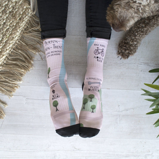 Personalised Adventure Home Town Map Socks, Personalised Socks, - ALPHS