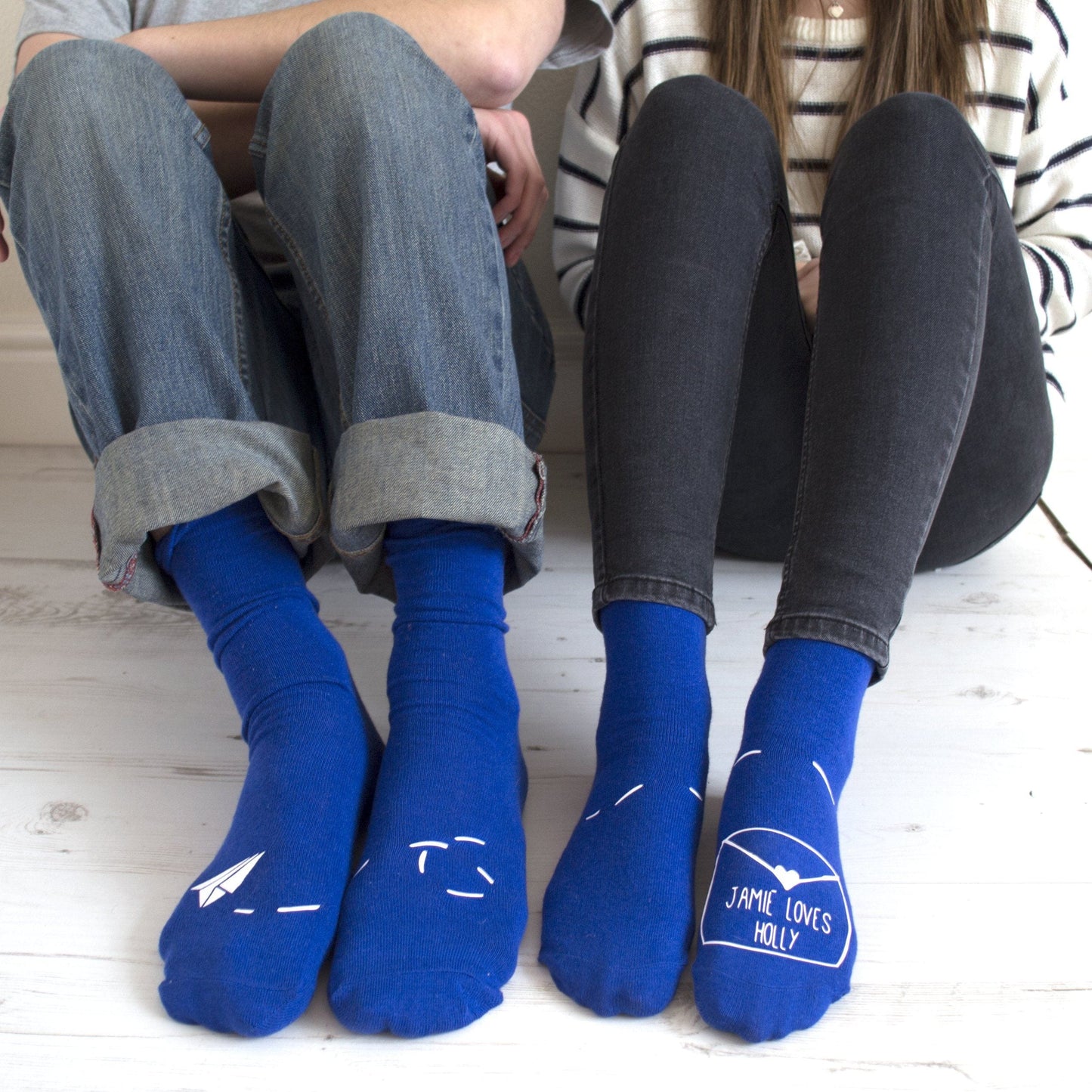 Personalised His And Hers Paper Aeroplane Socks, Socks, - ALPHS