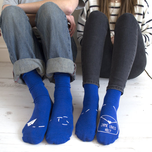 Personalised His And Hers Paper Aeroplane Socks, Socks, - ALPHS