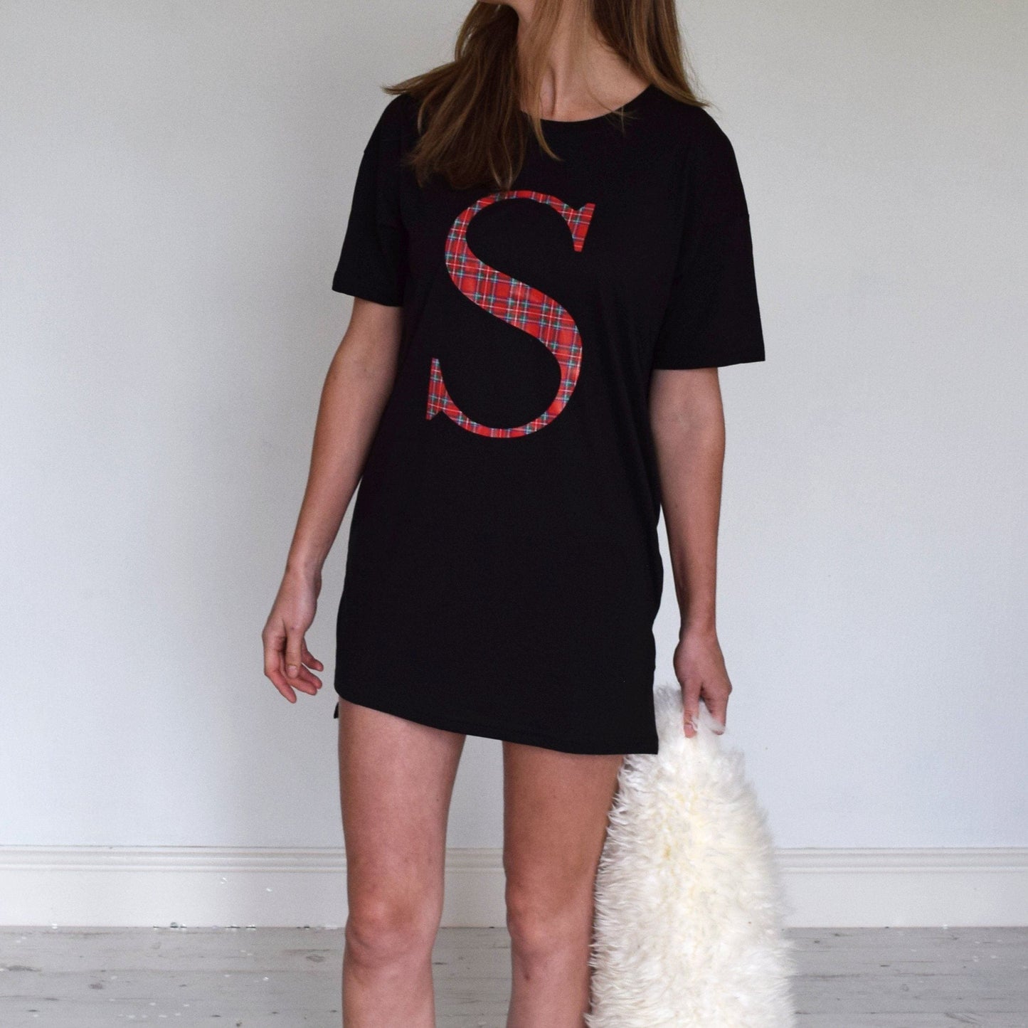 Christmas Tartan Oversized Initial Nightie, Nightwear, - ALPHS