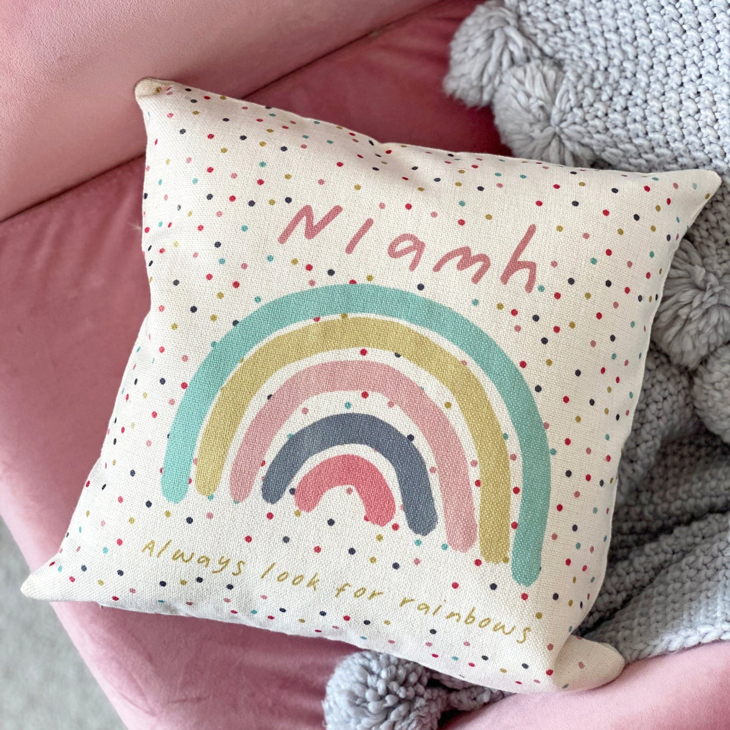 Personalised Children's Rainbow Cushion