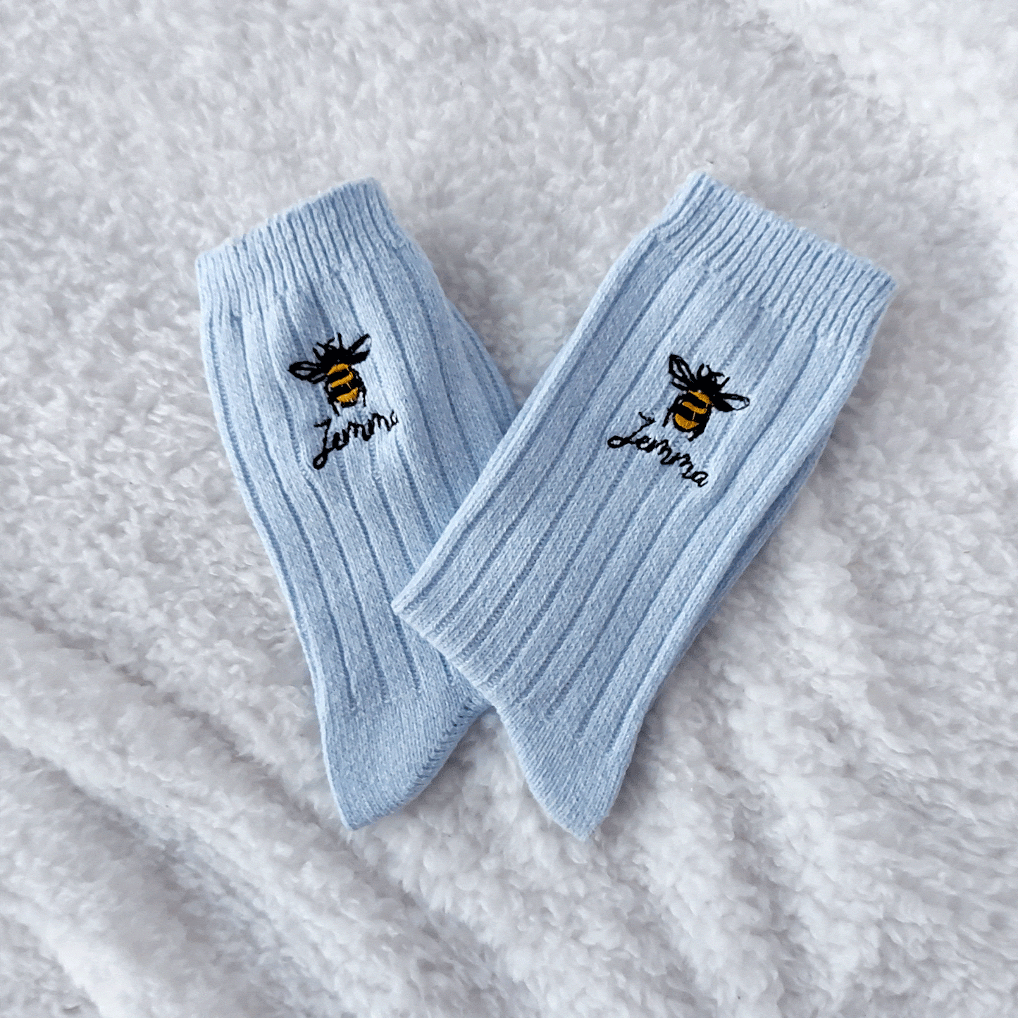 Personalised Embroidered Bee Snug Socks