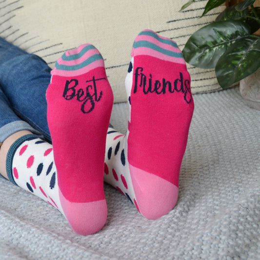 Best Friends Patterned Slogan Socks