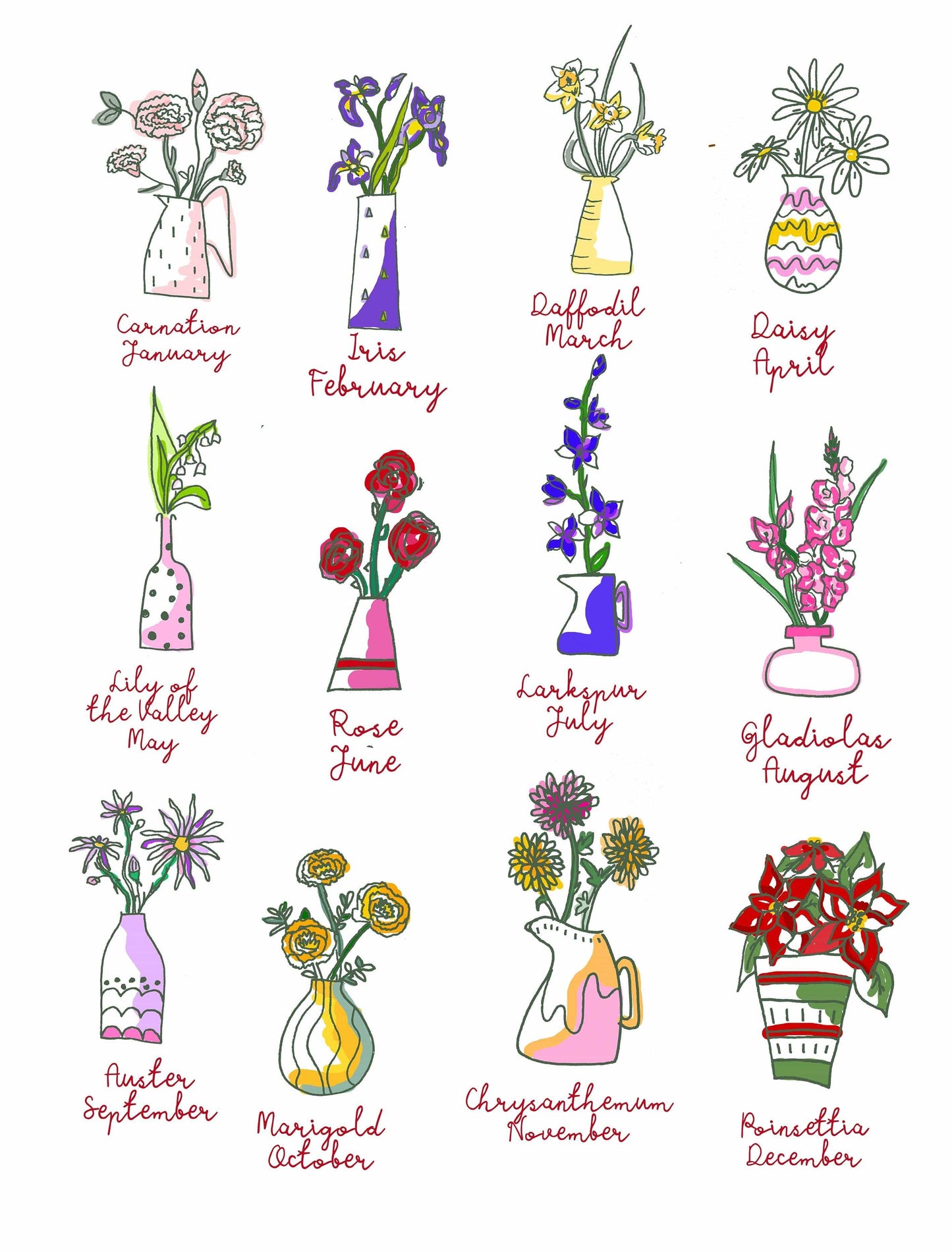 Personalised Family Birth Flower Cushion, cushion, - ALPHS