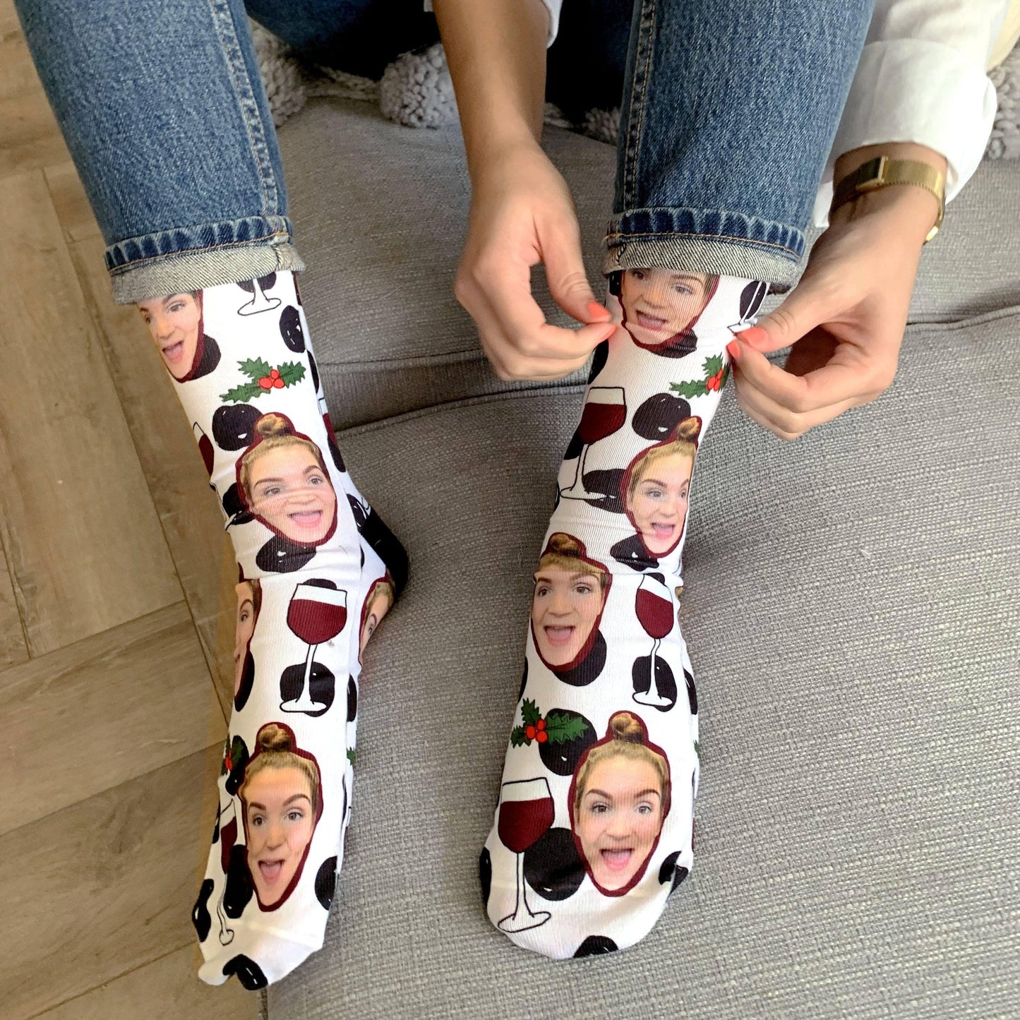 Personalised Christmas Cheer Photo Socks, Photo Socks, - ALPHS