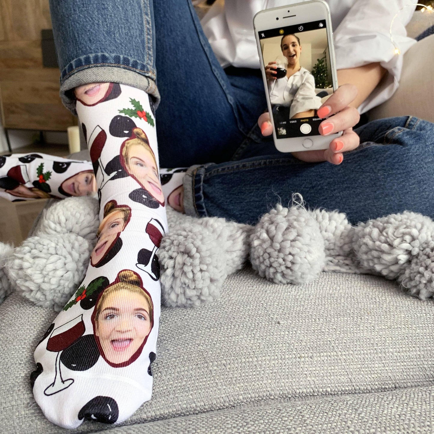 Personalised Christmas Cheer Photo Socks, Photo Socks, - ALPHS
