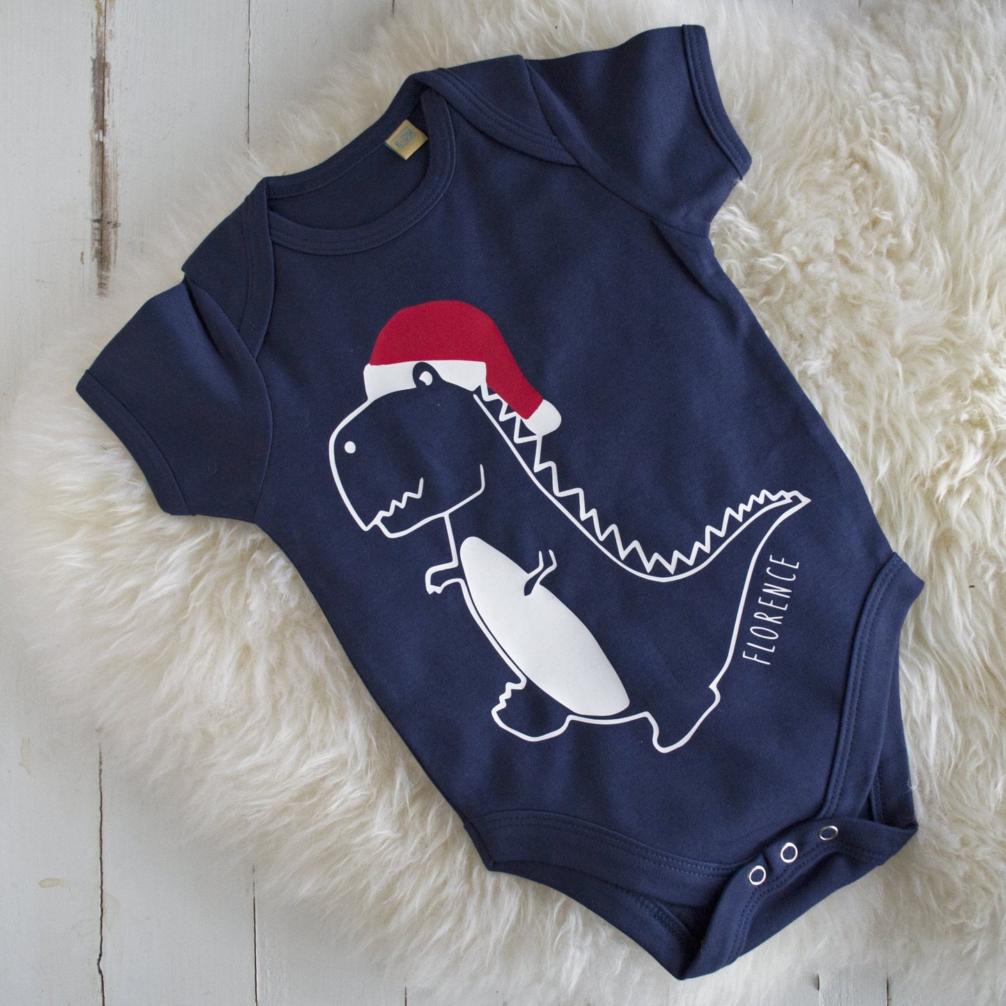 Personalised Christmas Dinosaur Babygrow, Baby grow, - ALPHS