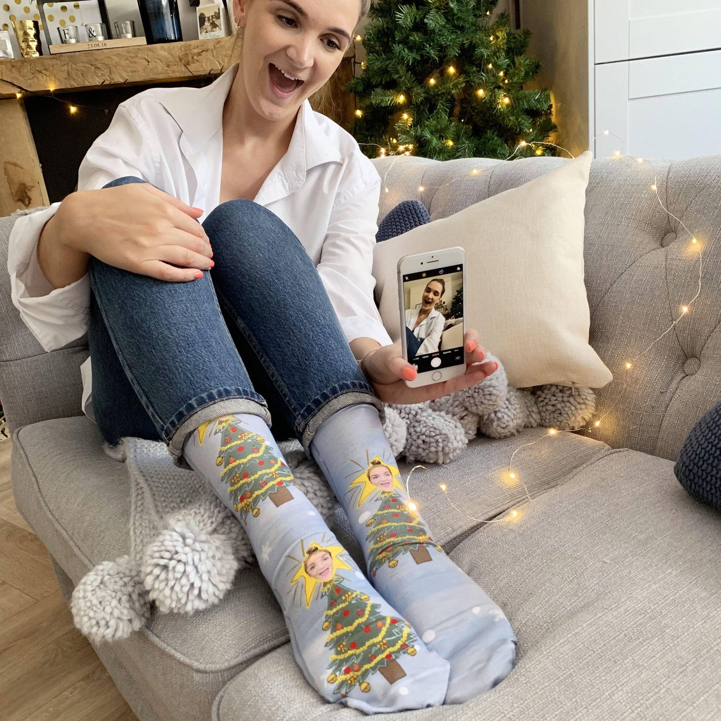 Personalised Christmas Tree Photo Socks, Photo Socks, - ALPHS