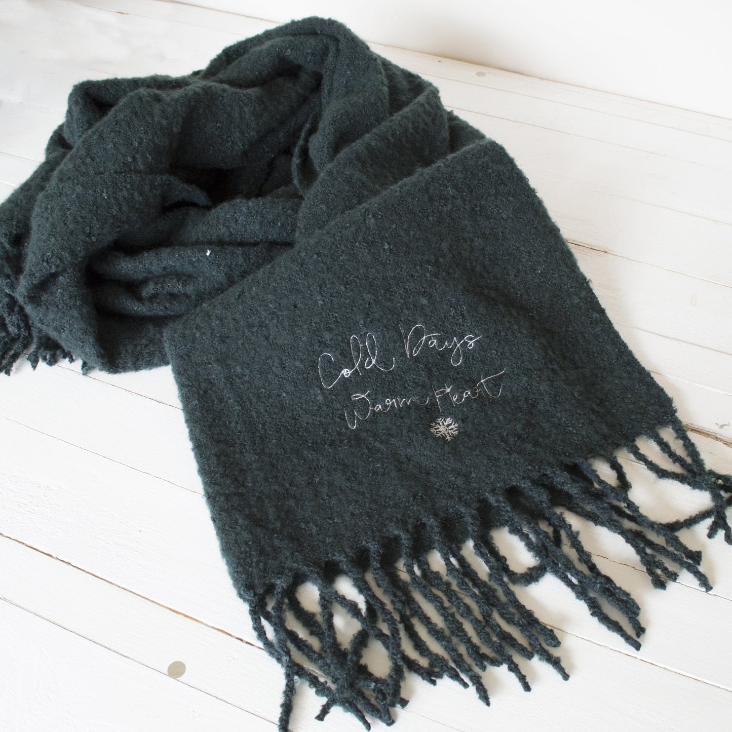 Cold Days Embroidered Slogan Winter Scarf, scarf, - ALPHS