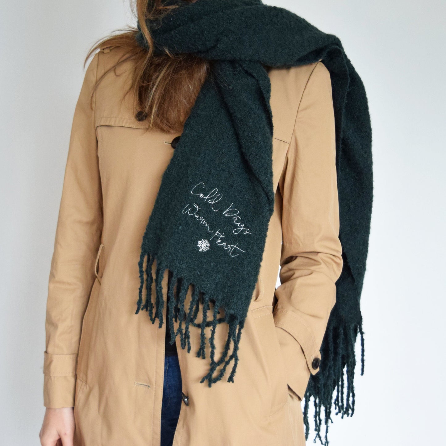 Cold Days Embroidered Slogan Winter Scarf, scarf, - ALPHS