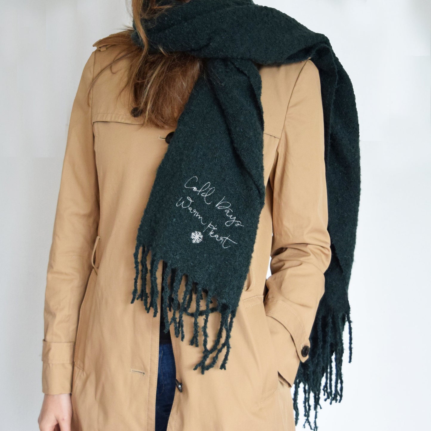 Cold Days Embroidered Slogan Winter Scarf, scarf, - ALPHS