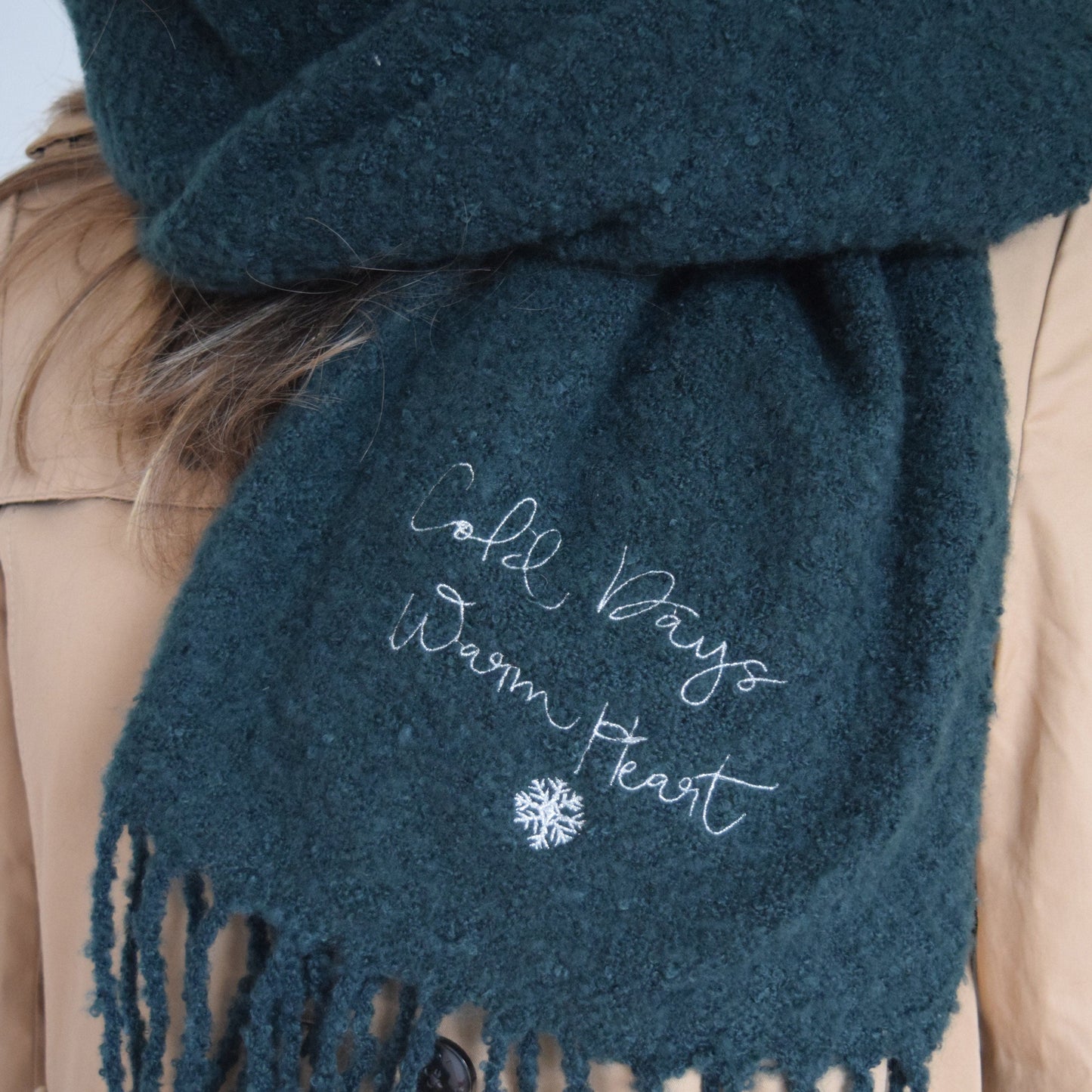 Cold Days Embroidered Slogan Winter Scarf, scarf, - ALPHS