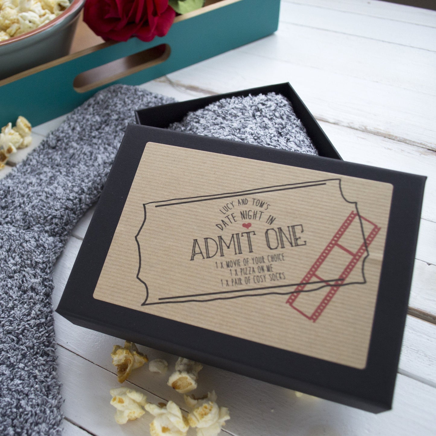 Personalised Date Night In Slipper Sock Gift Box, Gift Box, - ALPHS