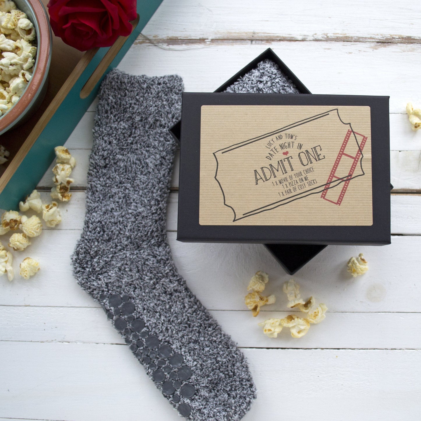 Personalised Date Night In Slipper Sock Gift Box, Gift Box, - ALPHS