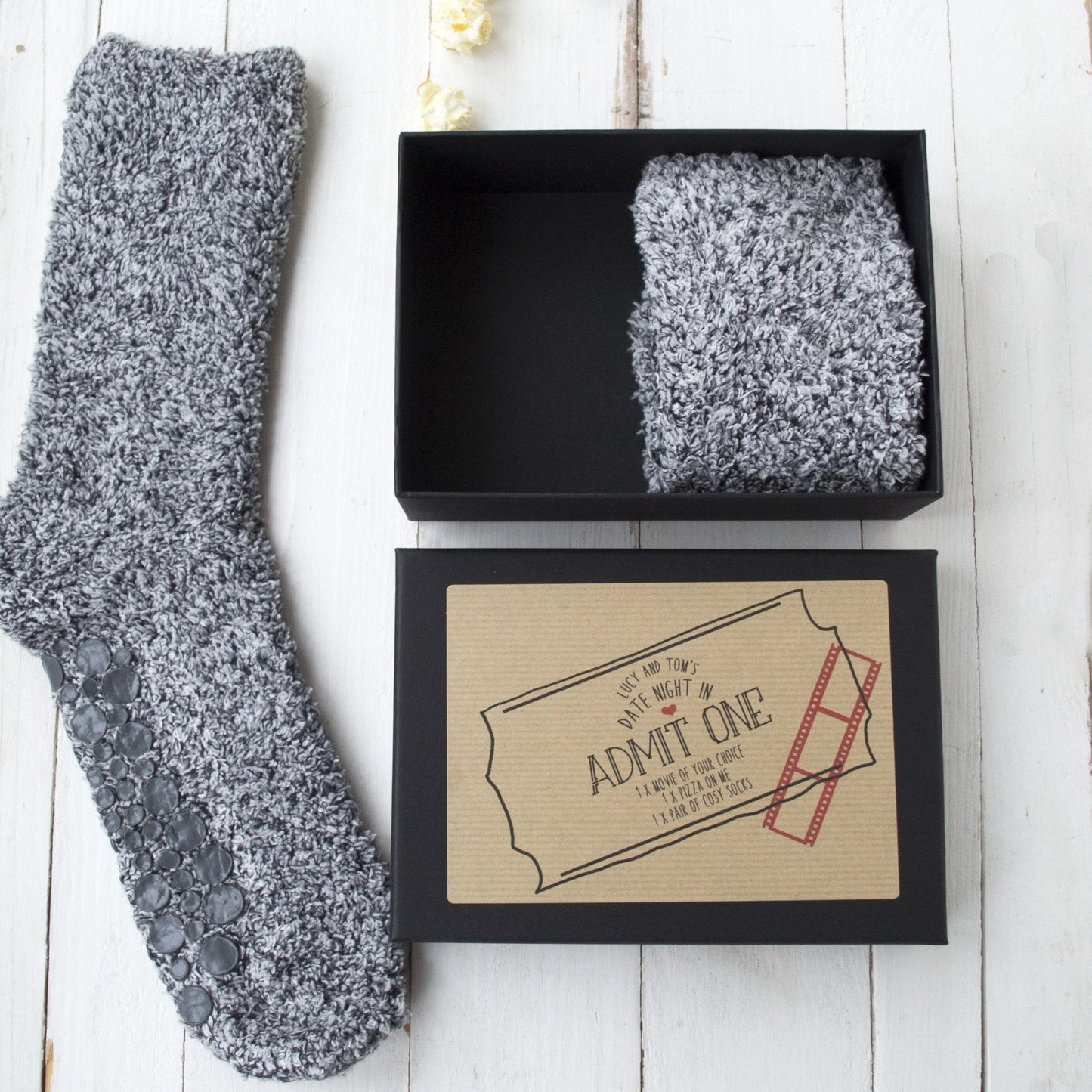 Personalised Date Night In Slipper Sock Gift Box, Gift Box, - ALPHS