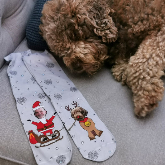 Personalised Dog And Owner Christmas Socks, Photo Socks, - ALPHS