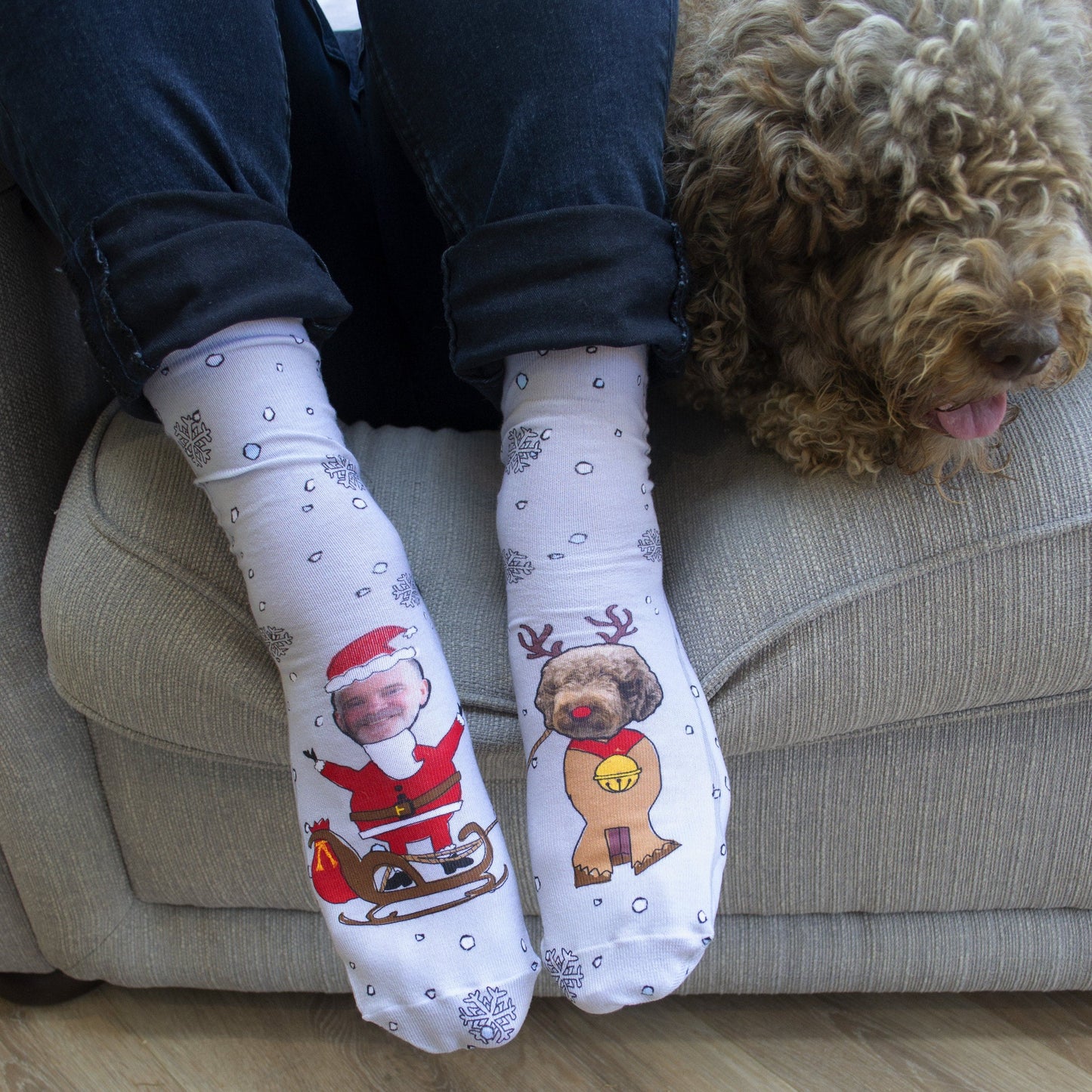 Personalised Dog And Owner Christmas Socks, Photo Socks, - ALPHS