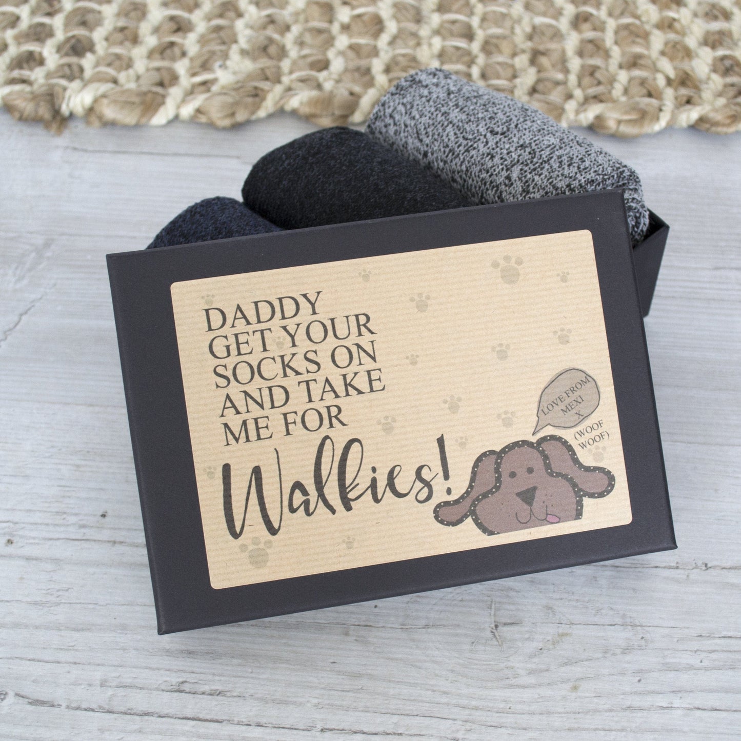 Two Men's Dog Walking Socks Personalised Gift Box, Socks,, - ALPHS
