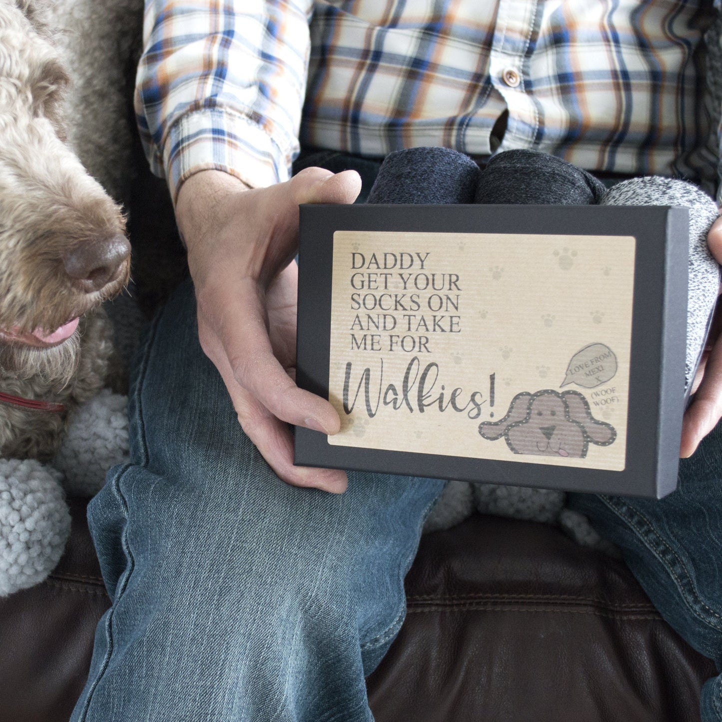 Two Men's Dog Walking Socks Personalised Gift Box, Socks,, - ALPHS