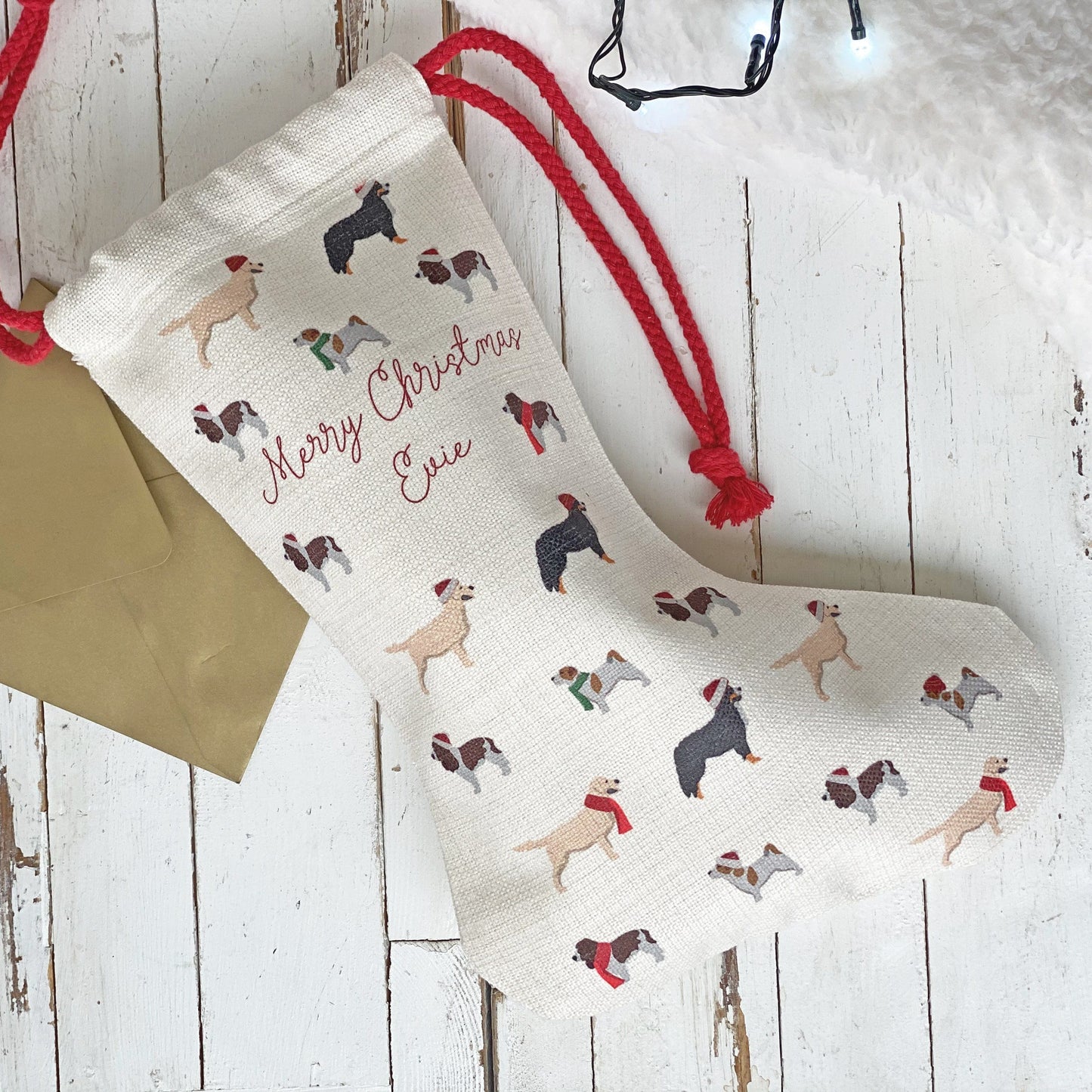 Personalised Dog Pattern Christmas Stocking
