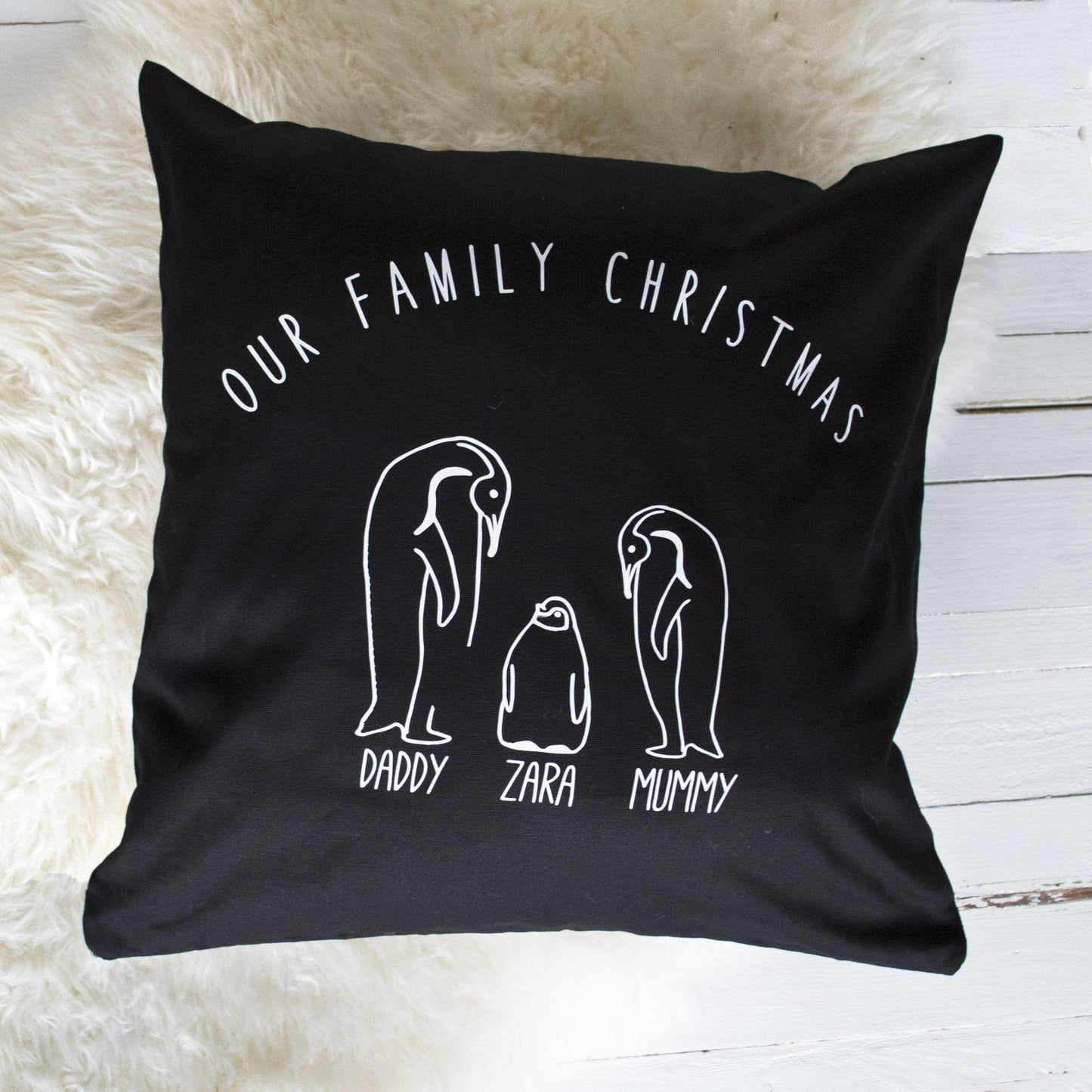 Our First Family Christmas Penguin Cushion, Cushion, - ALPHS